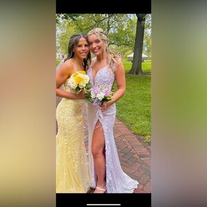 Jovani 1012 - V Neck Sequin Prom Gown in Ice Pink.